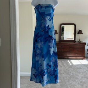 Realty X Blue Floral Halter Maxi Dress – XS – Open Back